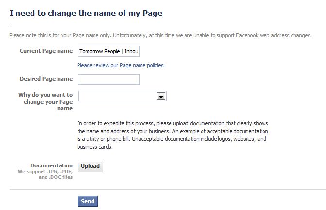 changing your Facebook page name